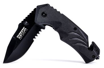Image of Humvee Recon Serrated Blade with Pocket Clip and Spring Assist, Black HMV-KTR-15