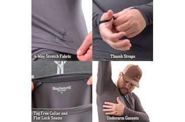 Image of Huntworth Casper Heat Boost Heavyweight Base Layer Shirt - Men's, Dark Gray, Extra Large, E-9604-DG-XL