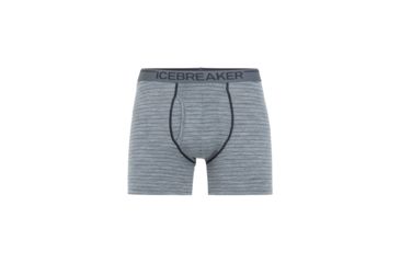 Image of Icebreaker Anatomica Boxers w/Fly - Mens, Gritstone Heather/Black/Stripe, Small, 103030-006-S