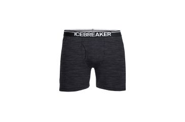 Image of Icebreaker Anatomica Long Boxer w Fly, Jet Hthr/Black, M, 103054006M
