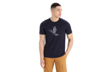 Image of Icebreaker Tech Lite II Short Sleeve Skiing Yeti T-Shirt - Mens, Midnight Navy, 2XL, IB0A56IM401XXL