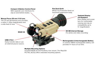 Image of InfiRay Outdoor Rico Micro V2 1-4x25mm Multi-Purpose Thermal Monocular, 640x480, Tan, IRAY-RH25V2