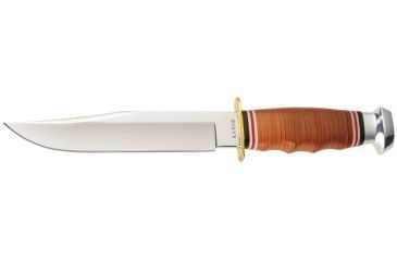Image of Ka Bar Knives Kb1236 Bowie Stacked Leather Handle Leather Sheath