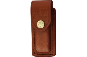 Image of Katz Stockman Green Folding Knife, 3.75in Closed, Satin Clip/Sheepsfoot/Spey Blades, Green Bone Handle, Leather Sheath, S-DP/G10-GNT