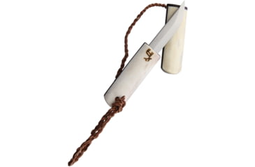 Image of Kellam Pocket Fixed Blade Reindeer Knife, 2 satin finish stainless blade, Reindeer antler handle with leather spacer, ATPL60R