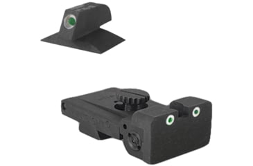Image of Kensight Bomar BMCS Rounded Blade Tritium w/Arctic White Outlines, Adjustable Target 1911 Rear Night Sight Set w/ 0.200in Tall, Contoured Profile, Black, 970093