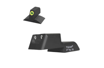 Image of Kensight SLAM Fixed Rear 1911 Night Sight One-Handed Cocking/Cycling of Slide, Recessed Blade, Tritium w/White Outlines, Fits Novak Sight Dovetail, w/ 0.160in Tall, Contoured, Tritium Lumi-Green ProGlo, Black, 990668