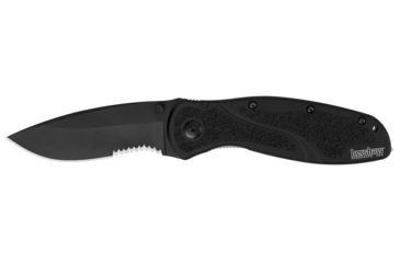 Image of Kershaw Blur Assisted Open Folding Knife,3.4in Sandvik 14C28N Black Steel Serrated Blade,6061-T6 Anodized Aluminum Handle w/Trac-Tec Inserts and Glass Breaker