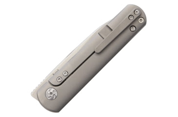Image of Kizer Cutlery Feist Framelock Folding Knife, 2.75in Stonewash Cpm S35Vn SS Drop Point, Gray Matte Finish Titanium Handle, Pocket Clip, Designed By Justin Lundquist, Camo Nylon Case, KI3499