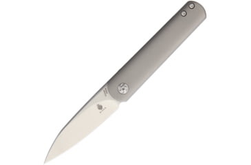 Image of Kizer Cutlery Feist Framelock Folding Knife, 2.75in Stonewash Cpm S35Vn SS Drop Point, Gray Matte Finish Titanium Handle, Pocket Clip, Designed By Justin Lundquist, Camo Nylon Case, KI3499