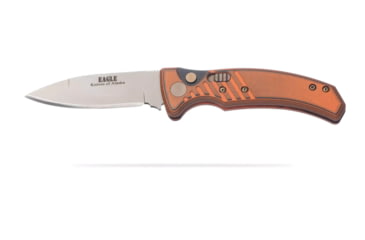 Image of Knives of Alaska Eagle Auto Automatic Folding Knife, 2.9in, CPM MagnaCut Stainless Steel, Spear Point Blade, G10, Orange/Black Handle, 00958FG