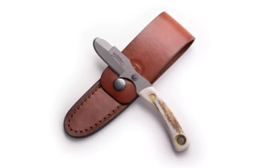 Image of Knives of Alaska Muskrat Fixed Blade Knife, 2.25in, Magnacut Stainless Steel, Round Tip Blade, Stag, White/Brown, 00056FG