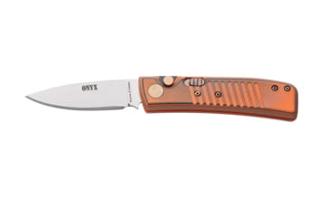 Image of Knives of Alaska Onyx Auto Automatic Folding Knife, 2.6in, CPM MagnaCut Stainless Steel, Drop Point Blade, G10, Orange/Black Handle, 00955FG