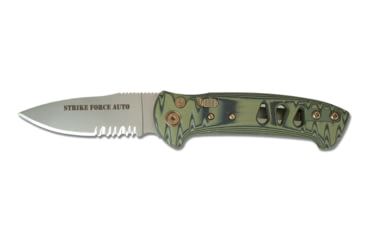 Image of Knives of Alaska Strike Force Auto Automatic Folding Knife, 3in, Magnacut Stainless Steel, Drop Point Blade, G10, Orange/Black, 00918FG