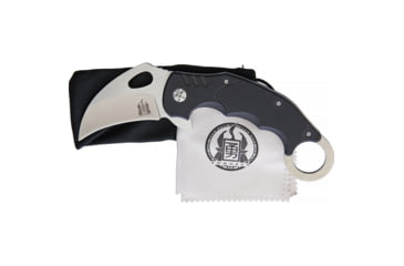 Image of Komoran Karambit Linerlock Folding Knife, 2.63in SS Karambit Blade, Black Finger Grooved G10 Handle, Finger Ring, Thumb Pull, Pocket Clip, Stonewash And Satin Blade, QRFEB02 / KO019