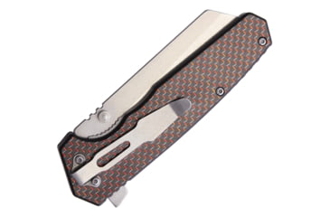 Image of Komoran Linerlock Red Carbon Fiber Folding Knife, 3.5in Stonewash SS Blade, Black G10 Handle With Black/Red Carbon Fiber Onlay, Thumb Stud, Pocket Clip, QRFEB01 / KO021
