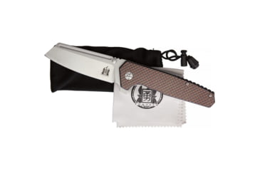 Image of Komoran Linerlock Red Carbon Fiber Folding Knife, 3.5in Stonewash SS Blade, Black G10 Handle With Black/Red Carbon Fiber Onlay, Thumb Stud, Pocket Clip, QRFEB01 / KO021