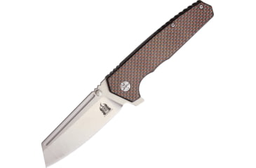 Image of Komoran Linerlock Red Carbon Fiber Folding Knife, 3.5in Stonewash SS Blade, Black G10 Handle With Black/Red Carbon Fiber Onlay, Thumb Stud, Pocket Clip, QRFEB01 / KO021