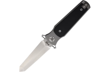 Image of Krudo Mozaik Lte Framelock Folding Knife, 3.63 satin finish false edge 9Cr18MoV stainless b, Gray stainless handle with black G10 onlay, KMLZ428