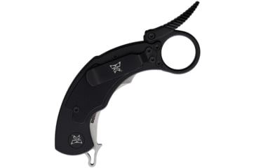 Image of Krudo SNAG Black Folding Knife, 5.25in Closed, 3in Stonewash 9Cr18MoV Stainless Curved Blade, Black SS Handle w/ Black G10 Inlay, KSMX088