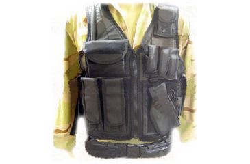 Image of Leapers Deluxe Tactical Vest with Quick Draw Holster, Pouch and Belt-XXLarge Black PVC-V647BT