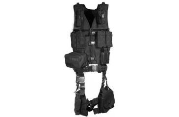 Image of Leapers UTG Modular 10 Piece Web Vest &amp; Holster Kit - Black PVC-V747KTB