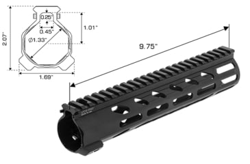 Image of Leapers UTG PRO Arwen 10in M-LOK Free Float Handguard, Black, MTU045SEM