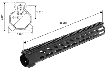 Image of Leapers UTG PRO Arwen 15in M-LOK Free Float Handguard, Black, MTU047SEM