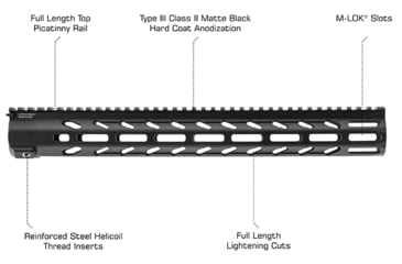 Image of Leapers UTG PRO Arwen 15in M-LOK Free Float Handguard, Black, MTU047SEM