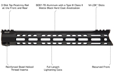 Image of Leapers UTG PRO Forerunner 14in M-LOK Free Float Handguard, Black, MTU046SPM