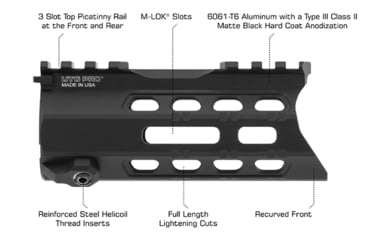Image of Leapers UTG PRO Forerunner 5in M-LOK Free Float handguard, Black, MTU049SPM
