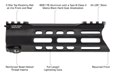 Image of Leapers UTG PRO Forerunner 7in M-LOK Free Float Handguard, Black, MTU044SPM
