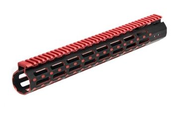 Image of Leapers UTG PRO M-LOK AR15 15in Super Slim Rail, Black/Red Two Tone, MTU019SSMR2