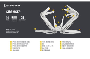 Image of Leatherman Sidekick Multi Tool in Gift Box, Stainless Steel 831429