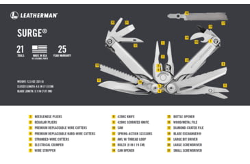 Image of Leatherman Surge Black Oxide Multi Tool, Premium Sheath 831024