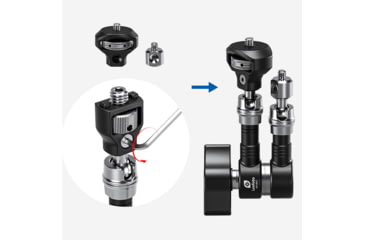 Image of Leofoto AM-5 Kit Versa Magic Arm Heavy-Duty w/Anti-Twist Adapter, 1/4th Mounting Screws, Black, AM-5-KIT