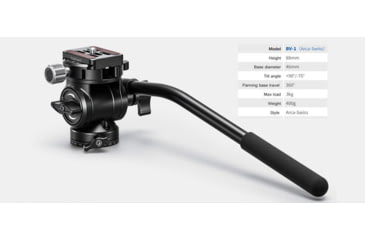 Image of Leofoto BV-1 Mini Fluid Head for Optics w/Handle, Arca Compatible, Black, BV-1