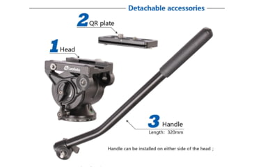 Image of Leofoto BV-10 Fluid Head for Optics up to 11 lb w/Handle, Arca Compatible, Black, BV-10