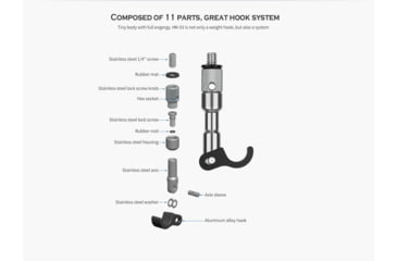 Image of Leofoto HK-01 Tripod Weight Hook 1/4 Thread w/LS Ranger Tripods w/o Leveling, Black, HK-01