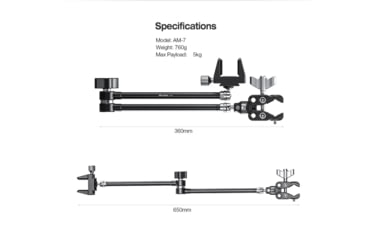 Image of Leofoto Kestrel Weather Meter AM-7 Magic Arm/MC-60 Clamp/GMC-01 Clamp Set, Black, AM-7+MC-60+GMC-01