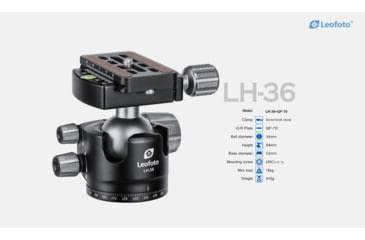 Image of Leofoto LH-36 Low Profile Ball Head &amp; QR Plate, Arca, Black, LH-36