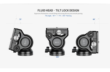 Image of Leofoto LX-254CT/BV-5B Reversible Travel Tripod w/ Bino Fluid Head Kit, Black, LX-254CT+BV-5B