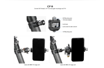 Image of Leofoto TDC-22/CF-9 Tripod Threaded Leg Collar w/ 3/8'' Screw Stud, Black, TDC-22+CF-9