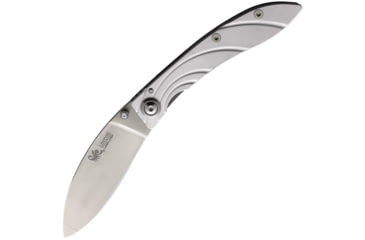 Image of Linton Cutlery Linerlock Silver Sculpted Folding Knife, 4.25in Closed, 3.25in Satin ATS-34 Blade, Silver Sculpted Aluminum Handle, L92021ALW