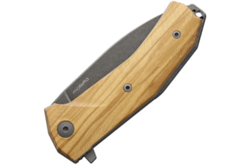 Image of Lionsteel KUR Linerlock Olive Wood Folding Knife, 3.5in Black Stonewash Sleipner Tool Steel Drop Point, Olive Wood Handle, Pvd Coated Blade, KUR BUL