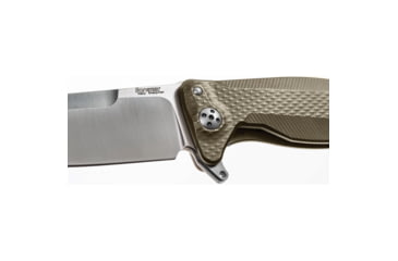 Image of Lionsteel SR11 Framelock Tiium Bronze Folding Knife, 3.75in Satin Sleipner Tool Steel Drop Point, Brown Textured Titanium Handle, Glass Breaker, Pocket Clip, Black Leather Sheath, SR11 B