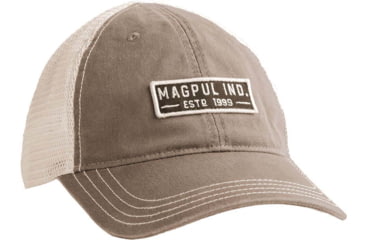 Image of Magpul Industries Established Garment Washed Trucker Hat w/Embroidered Patch - Mens, Driftwood, One Size, MAG1260252