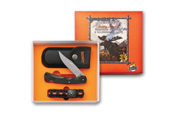 Image of Marbles Brushy Mountian Survival Folding Knive Set, Lockback, Closed 5in, Blade 3.75in L SS L Standard Edge L Matte Finish, Handle Black L Plastic, Black Nylon Sheath, MR395