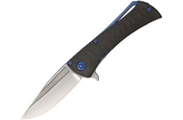 Image of Marfione Custom Knives Closer Framelock CF Blued Folding Knife,3.75in,Satin,Black,Carbon Fiber Handle MFC394MCK