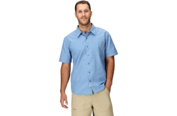 Image of Marmot AirExchange SolarShield Novelty SS Shirt - Mens, Rain Cloud Tomales Stripe, L, M16075-24297L